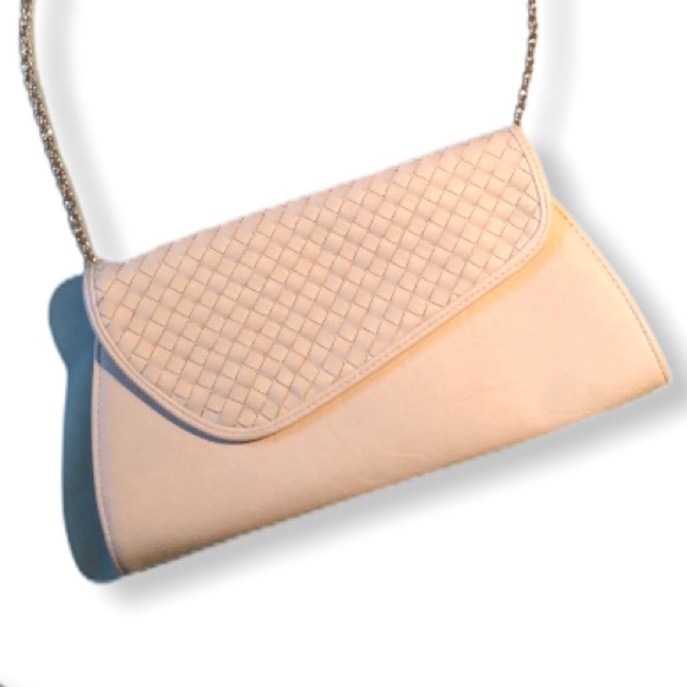 Beige Basket Weave Clutch & Crossbody Purse